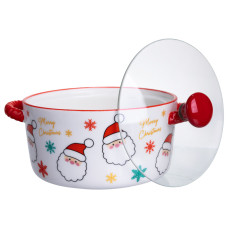 Супниця порцелянова Santa новорічна  800 (мл) з кришкою Yiwu FM-CS-9A