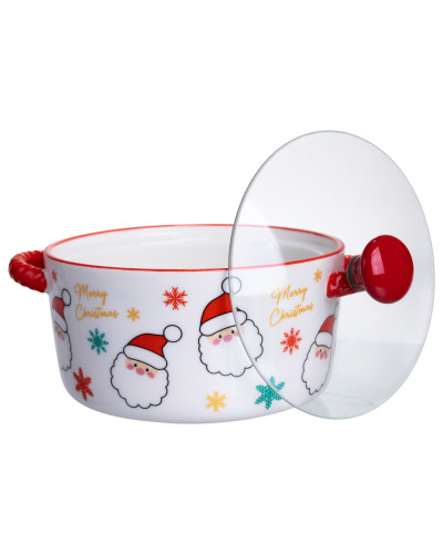 Супниця порцелянова Santa новорічна  800 (мл) з кришкою Yiwu FM-CS-9A