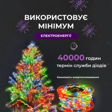 Світлодіодна гірлянда Роса нитка 500 LED довжина 50 м від мережі біла нитка з пультом Мультиколор 500L50MWМL