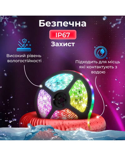 Світлодіодна стрічка з пультом 5 м водостійка 300 LED RGB 5050 світлодіодна Світлодіодна стрічка з пультом 5 м водостійка 300 LED RGB 5050 світлодіодна