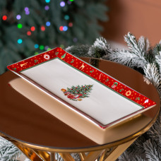 Блюдо прямокутне для закусок 36×16 см новорічне