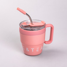 Термочашка Coffee & Tea з трубочкою рожева