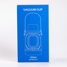 Термос Vacuum Cup 1.5 літра з ремінцем і складною ручкою коричневий