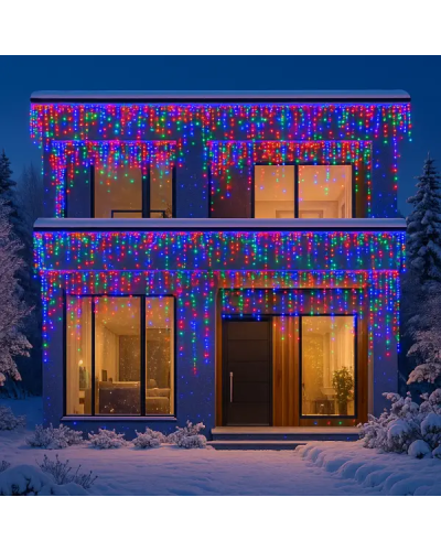 Вулична гірлянда Бахрома 36 м 600 LED білий провід Мультиколор 36MWML