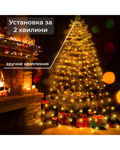 Розумна гірлянда роса 200 LED лампочок світлодіодна управління телефоном і пульт USB білий провід 2 м 10 ліній Розумна гірлянда роса 200 LED лампочок світлодіодна управління телефоном і пульт USB білий провід 2 м 10 ліній