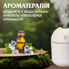 Зволожувач повітря для дому міні портативний USB 250 мл ароматичний дифузор з підсвічуванням Білий