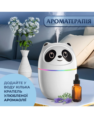 Зволожувач повітря для дому портативний 220 мл у вигляді ведмедика з підсвічуванням Білий