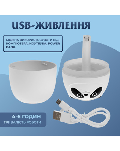 Зволожувач повітря для дому портативний 220 мл у вигляді ведмедика з підсвічуванням Білий