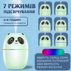 Зволожувач повітря для дому портативний 220 мл у вигляді ведмедика з підсвічуванням Зелений