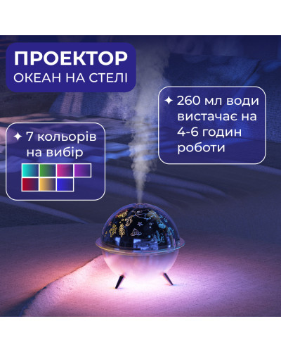 Зволожувач повітря і лампа проектор дитяча портативна USB 260 мл ароматичний дифузор із підсвічуванням Зволожувач повітря і лампа проектор дитяча портативна USB 260 мл ароматичний дифузор із підсвічуванням