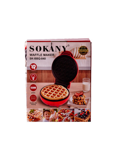 Вафельниця електрична 550 Вт антипригарне покриття Sokany SK-BBQ-840 Вафельниця електрична 550 Вт антипригарне покриття Sokany SK-BBQ-840
