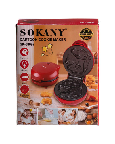 Вафельниця для вафель у вигляді машинок 550 Вт антипригарне покриття Sokany SK-08097