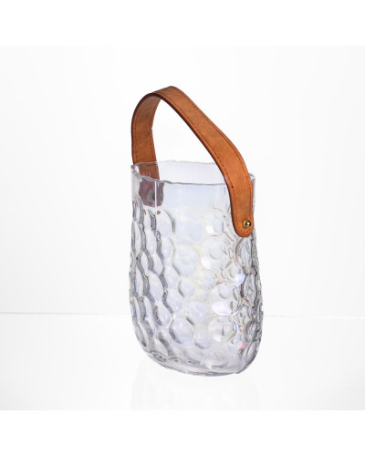 Ваза сумочка з ручкою 13×9.5×18 (см) декоративна скляна ваза для квітів 1.2 (л) Прозорий HP-19-153-6