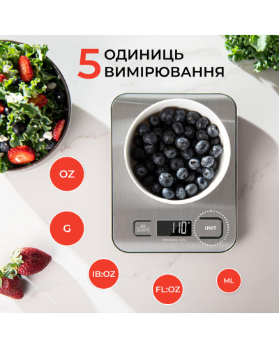 Ваги кухонні до 5 кг з плоскою платформою на батарейках, кулінарні ваги для зважування продуктів SF-2012